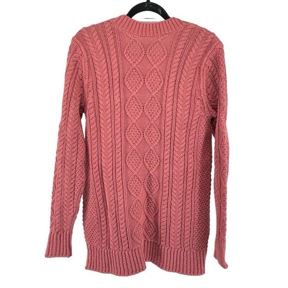 L.L. Bean Signature Women’s Pink Cotton Fisherman V-Neck Tunic Sweater Small - Picture 6 of 12